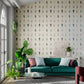 Limosa Wallpaper - Indigo / Mustard / Stone - HAMA111075