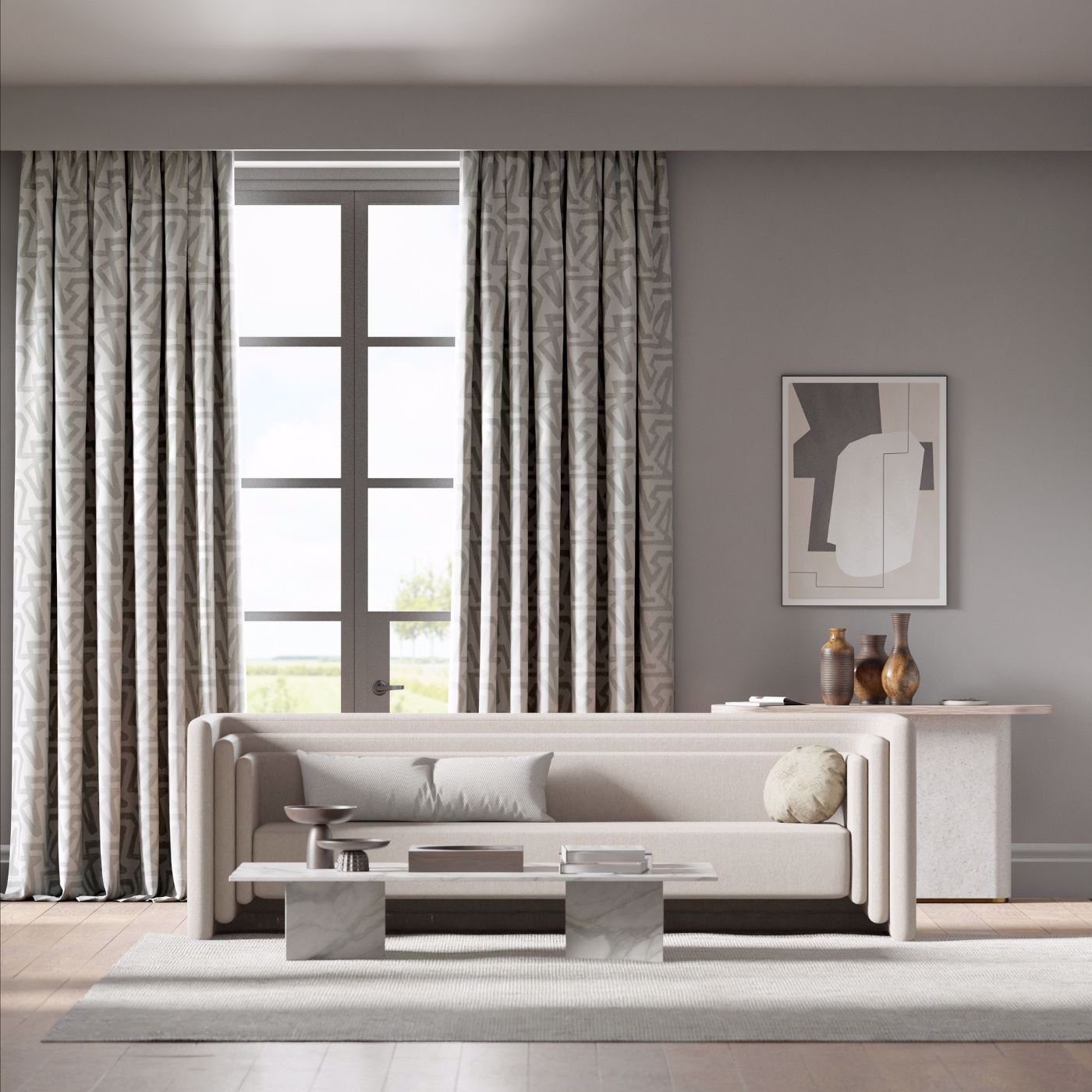 Izumi Room Fabric - Temple Grey/Diffused Light