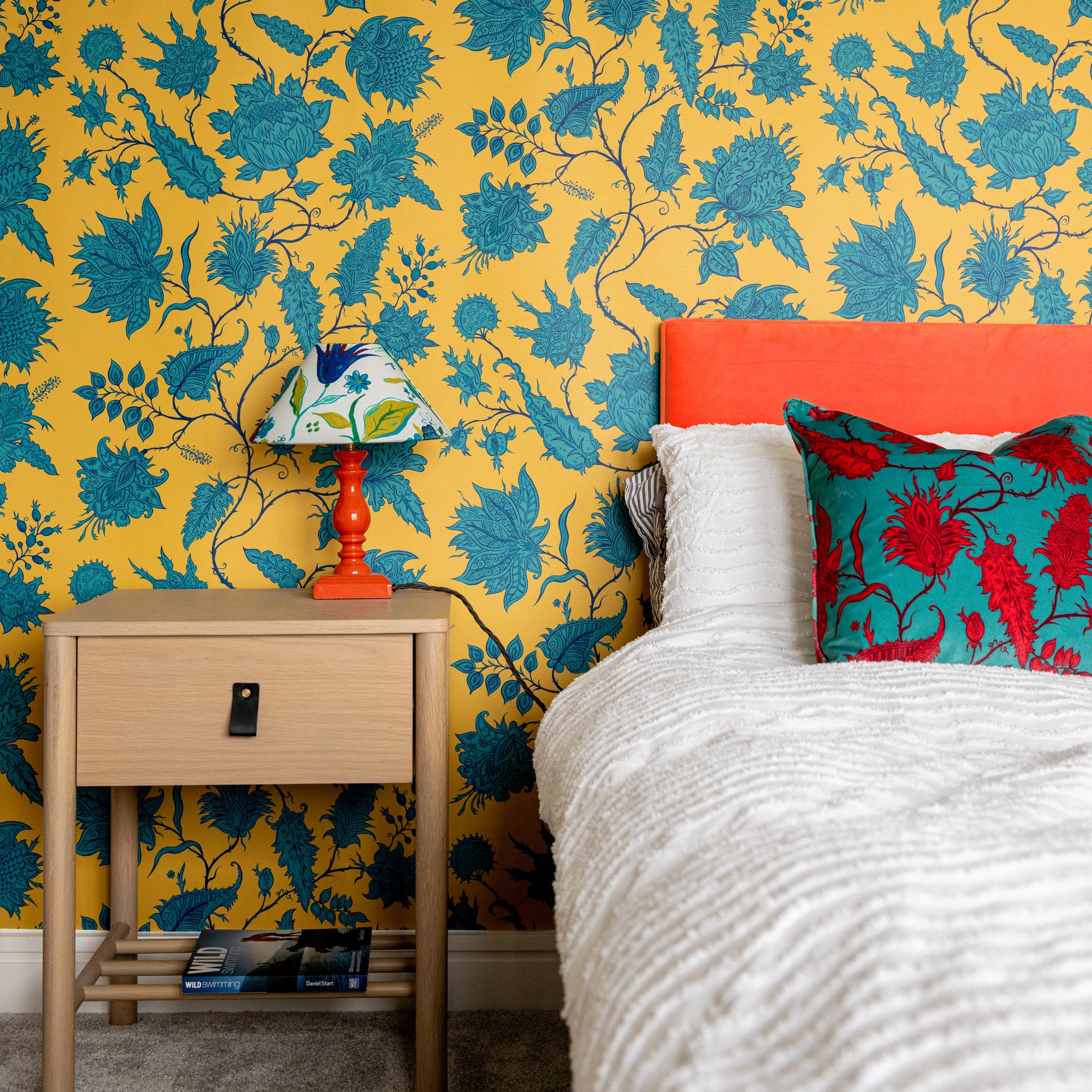 Hermosa Citrine/Zircon Fabric with Recycled Eco-Velvet -Yellow - Wear The Walls