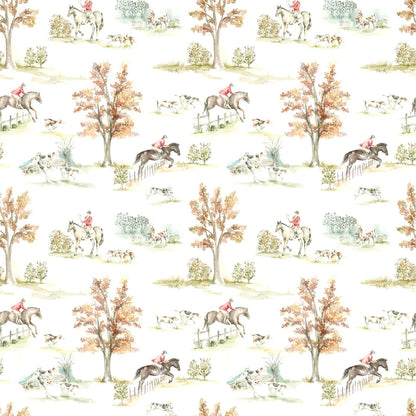 Horse And Hound Linen Fabric