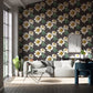 Paeonia Wallpaper - Black Earth/Fig Leaf/ Gold - HQN2112841