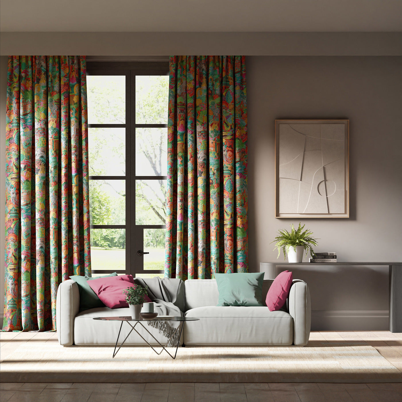 Journey of Discovery Room Fabric - Ionian/Harissa/Emerald