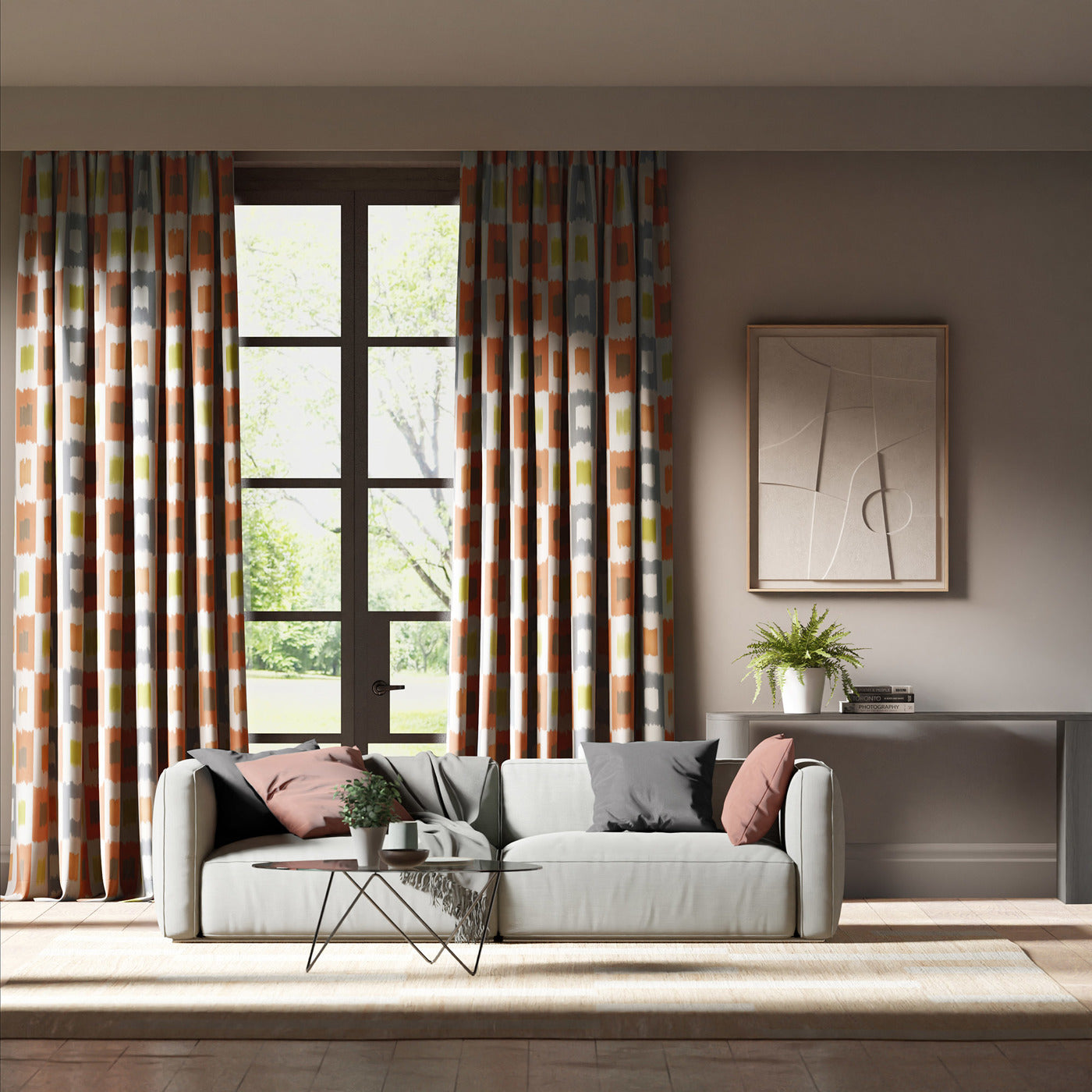 Shiruku Room Fabric - Paprika/Sketched/Nectar