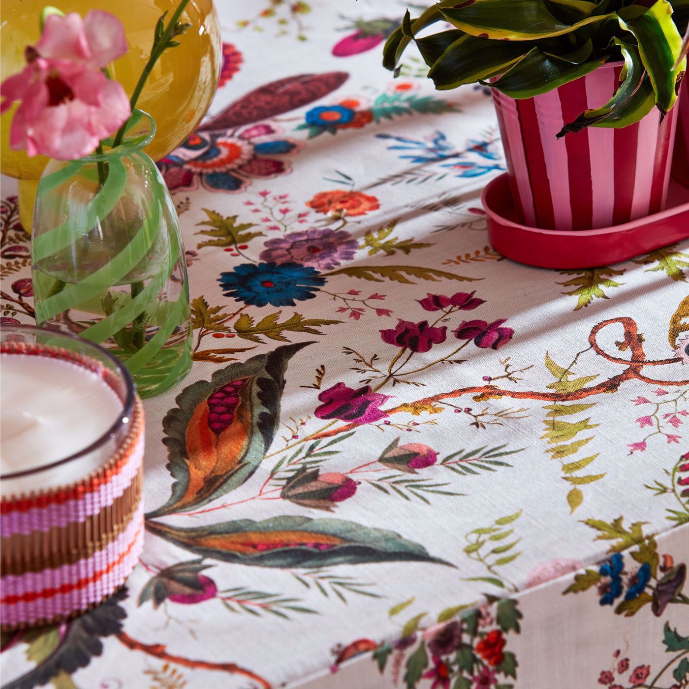 Wonderland Floral Room Fabric - Spinel/Peridot/Pearl