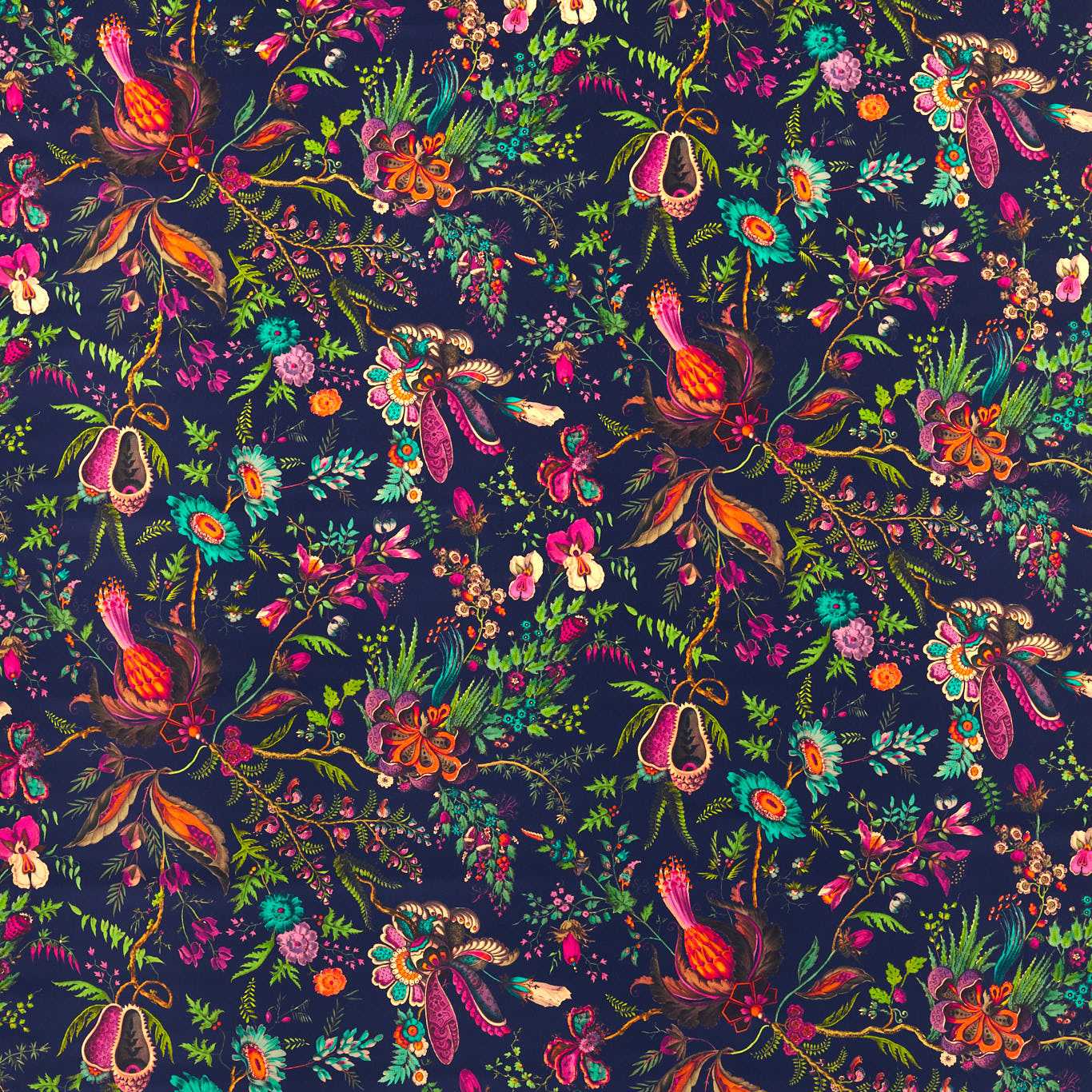 Wonderland Floral Fabric - Sapphire/Spinel/Emerald