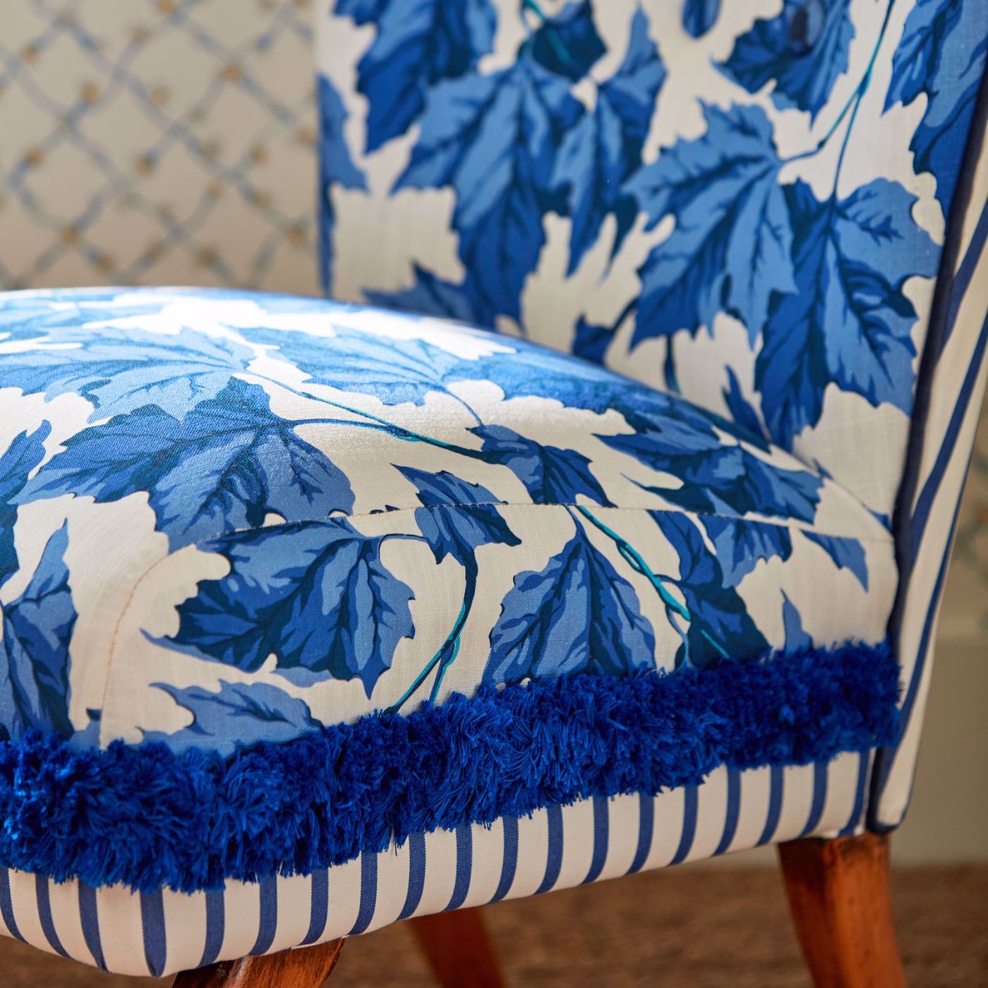 Dappled Leaf Room Fabric - Lapis