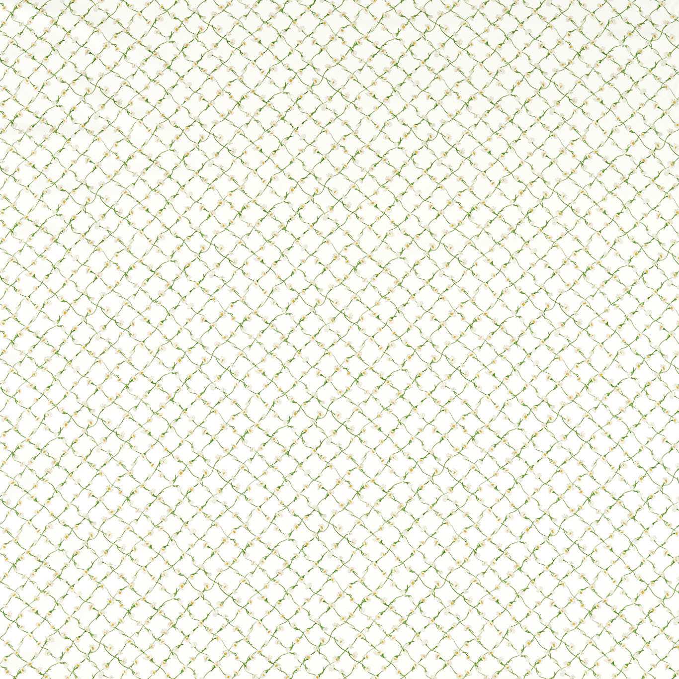 Daisy Trellis Fabric - Emerald/Pearl