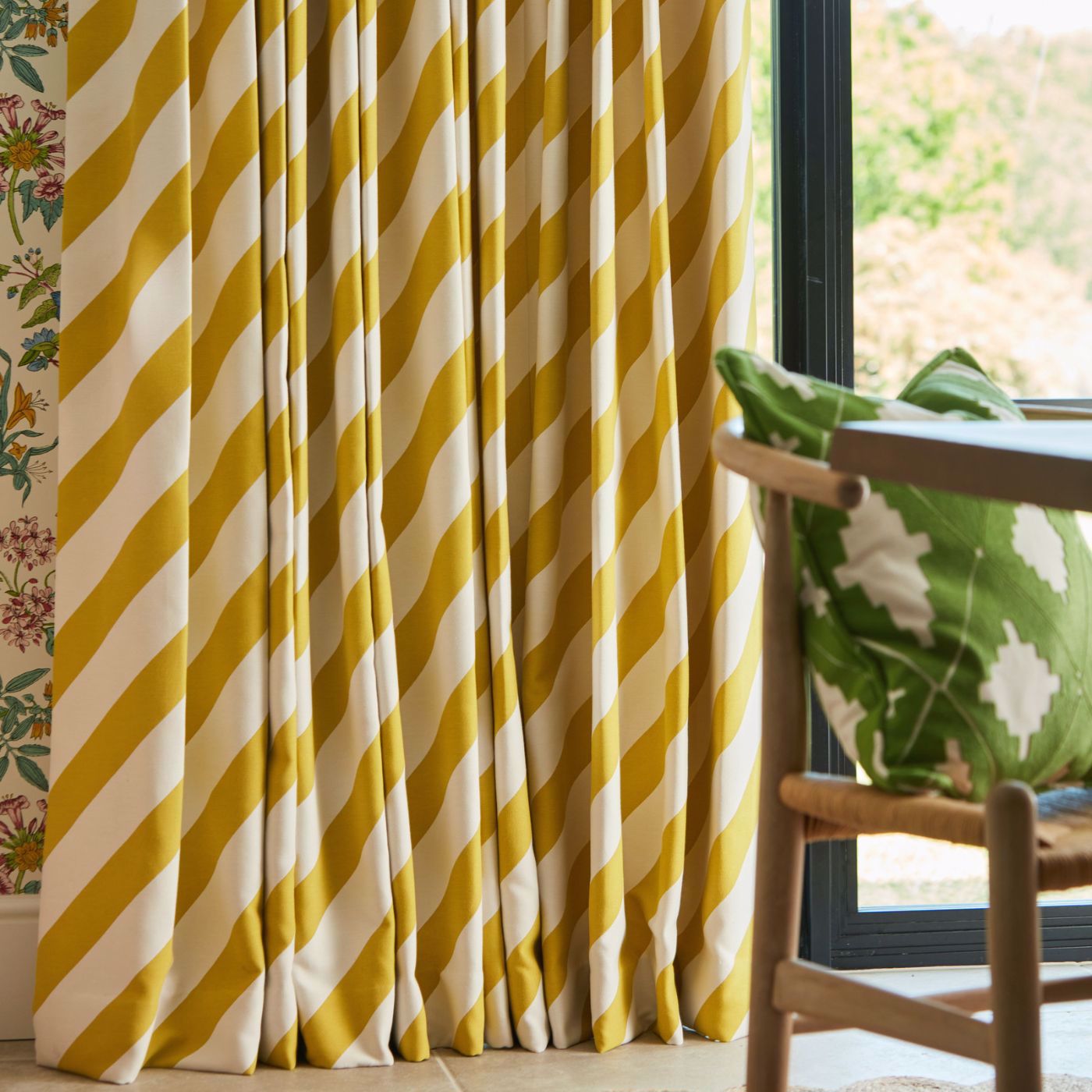 Paper Straw Stripe Room Fabric - Citrine