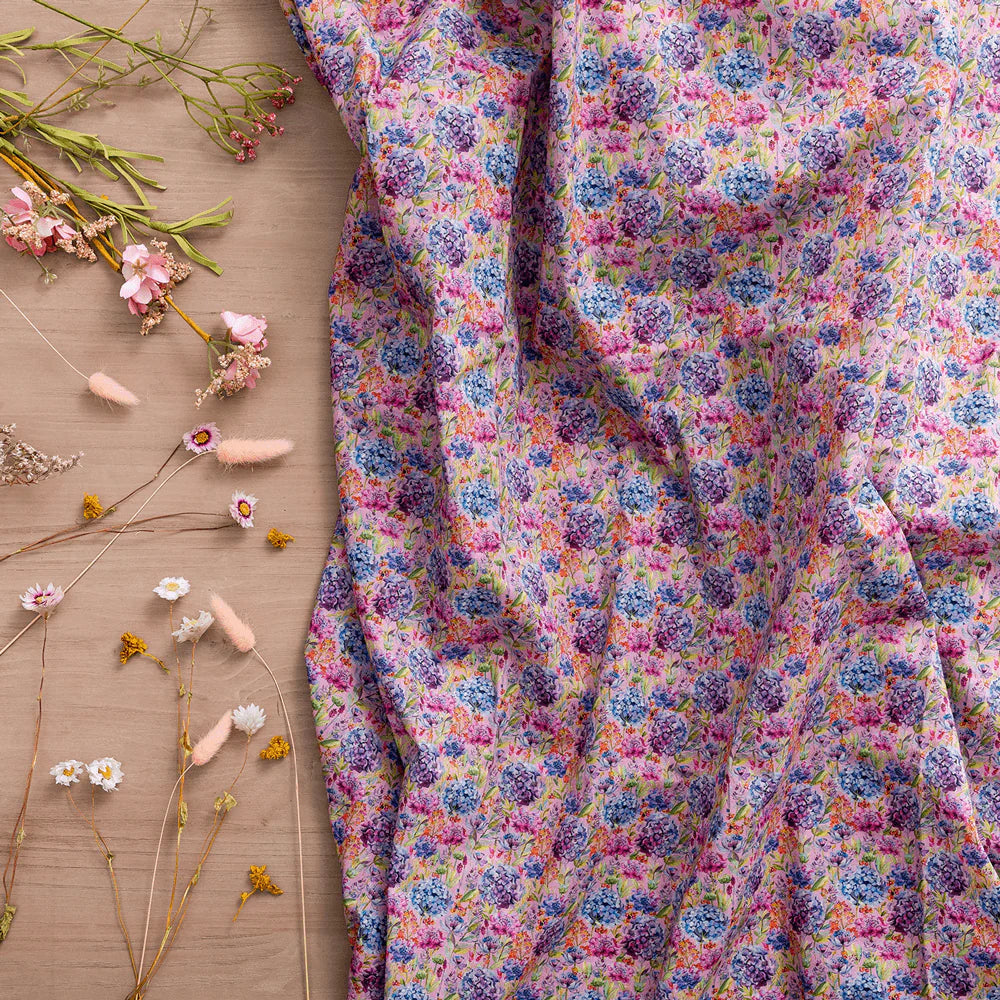 Hydrangea Aqua Lomond Pima Lawn Cotton - Dress Fabric