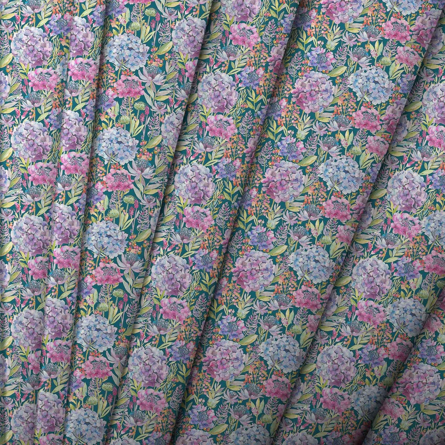 Hydrangea Teal Lomond Pima Lawn Cotton - Dress Fabric