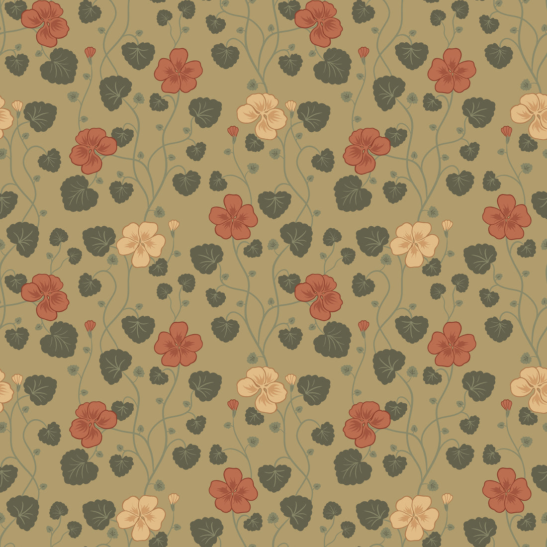 Hallie Wallpaper - Gold - Summer Gray
