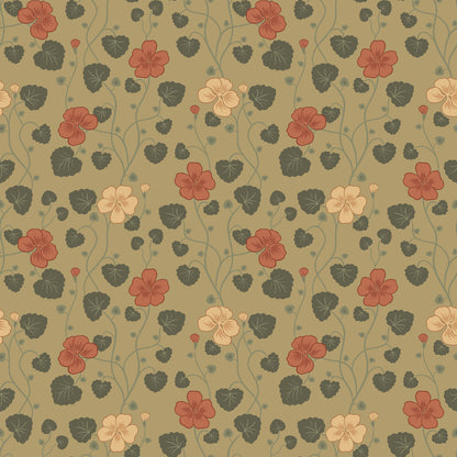 Hallie Wallpaper - Gold - Summer Gray
