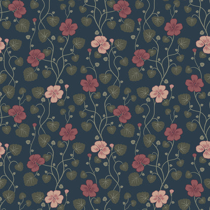 Hallie Wallpaper - Midnight - Summer Gray
