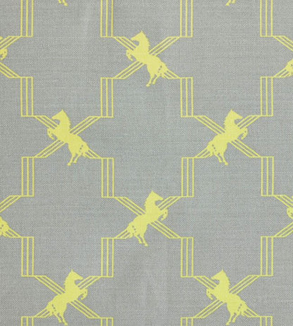Horse Trellis Fabric - Acid Yellow On Grey - BGF020201 - Barneby Gates