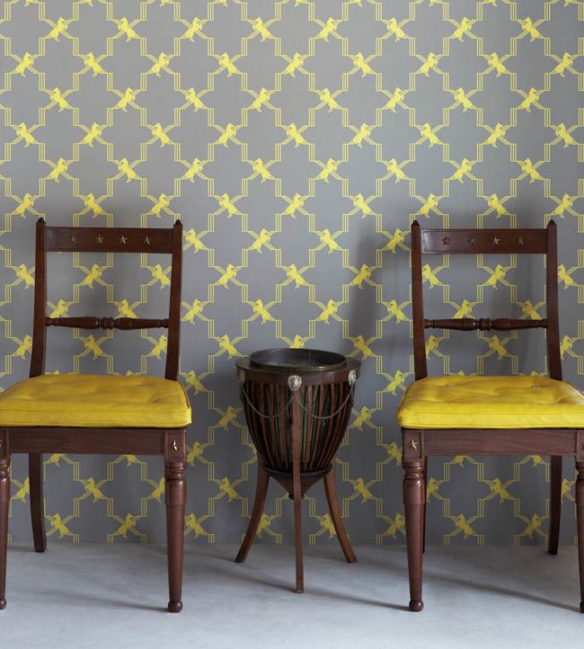Horse Trellis Wallpaper - Acid on Grey - BG0500 - 201 - Barneby Gates