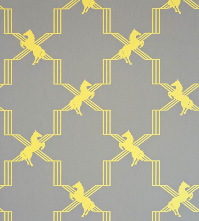 Horse Trellis Wallpaper - Acid on Grey - BG0500 - 201 - Barneby Gates