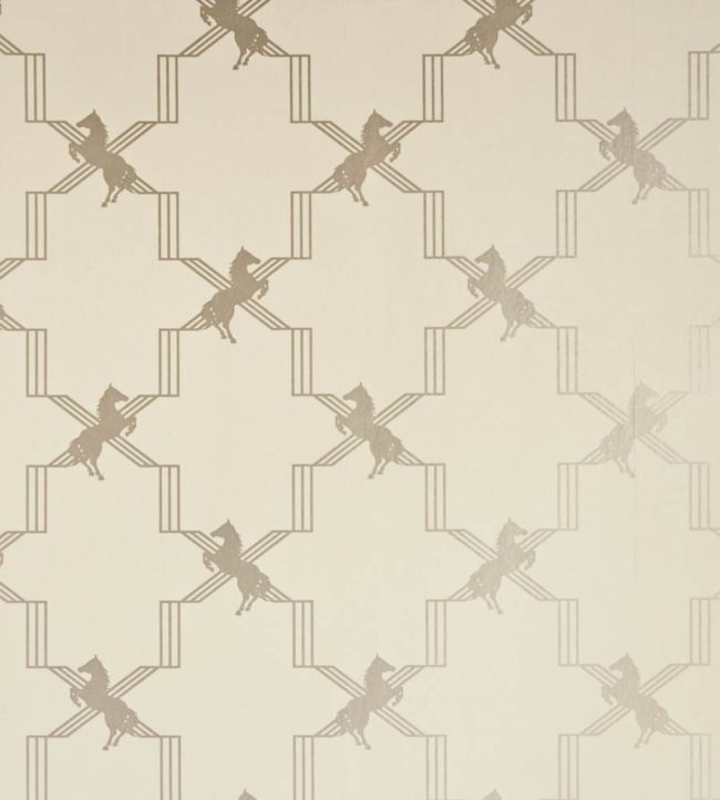 Horse Trellis Wallpaper - Metallic Stone - BG0500 - 202 - Barneby Gates