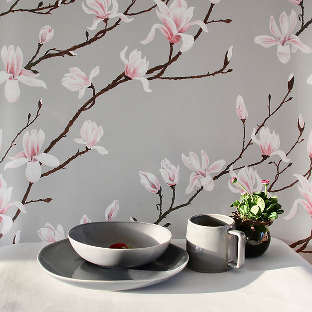 In Bloom Fabric - Fuji Grey - Petronella Hall