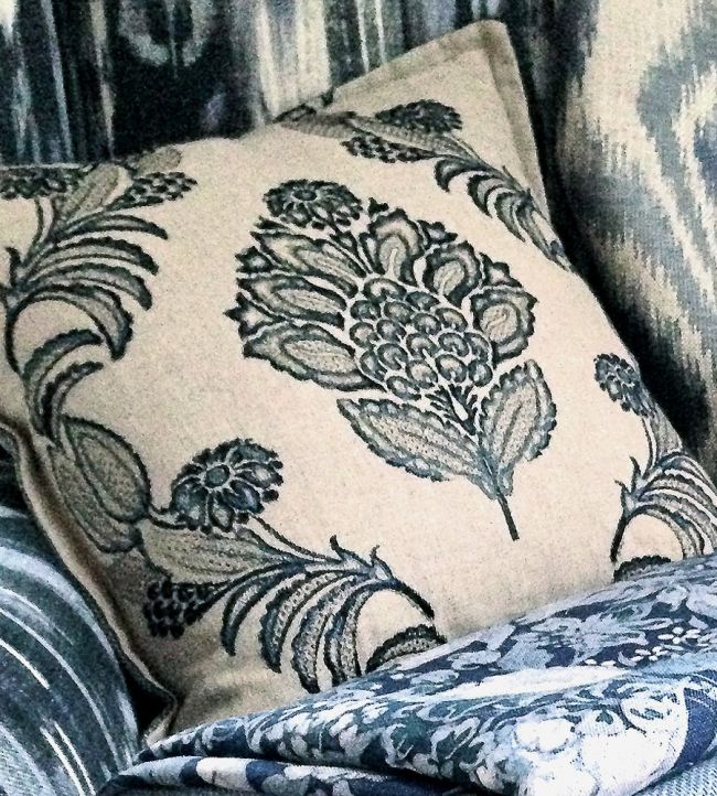 Pasha Embroidery Room Fabric - Blue