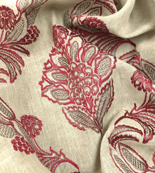 Pasha Embroidery Fabric - Red