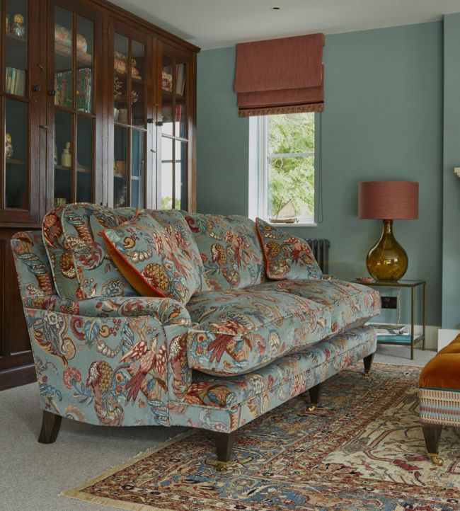 Poppinjay Velvet Room Fabric - Teal