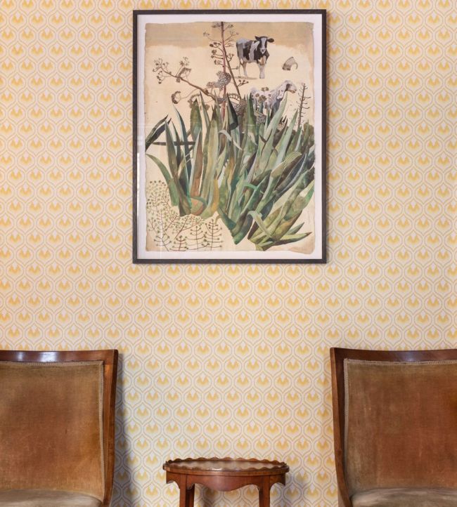 Ikat Heart Wallpaper - Mustard - BG2300202 - Barneby Gates