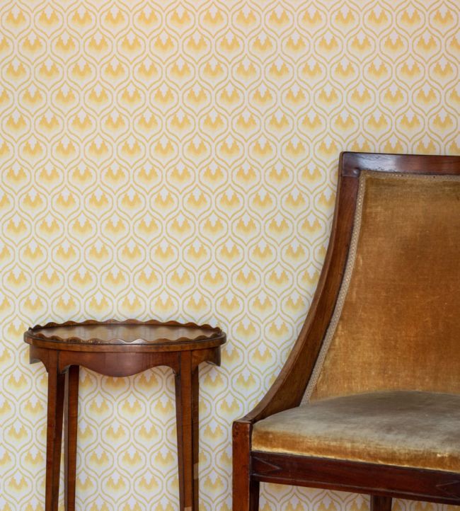 Ikat Heart Wallpaper - Mustard - BG2300202 - Barneby Gates
