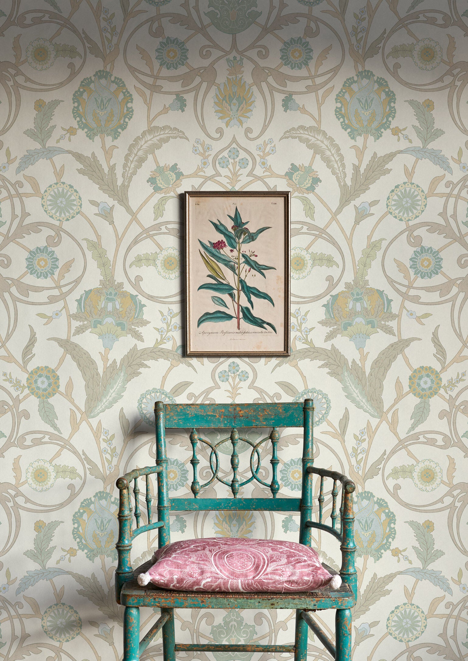Ipek Damask Wallpaper - Ceramic - Lewis & Wood