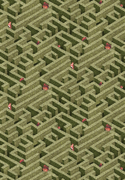 Labyrinth with Squirrel Wallpaper | Olive