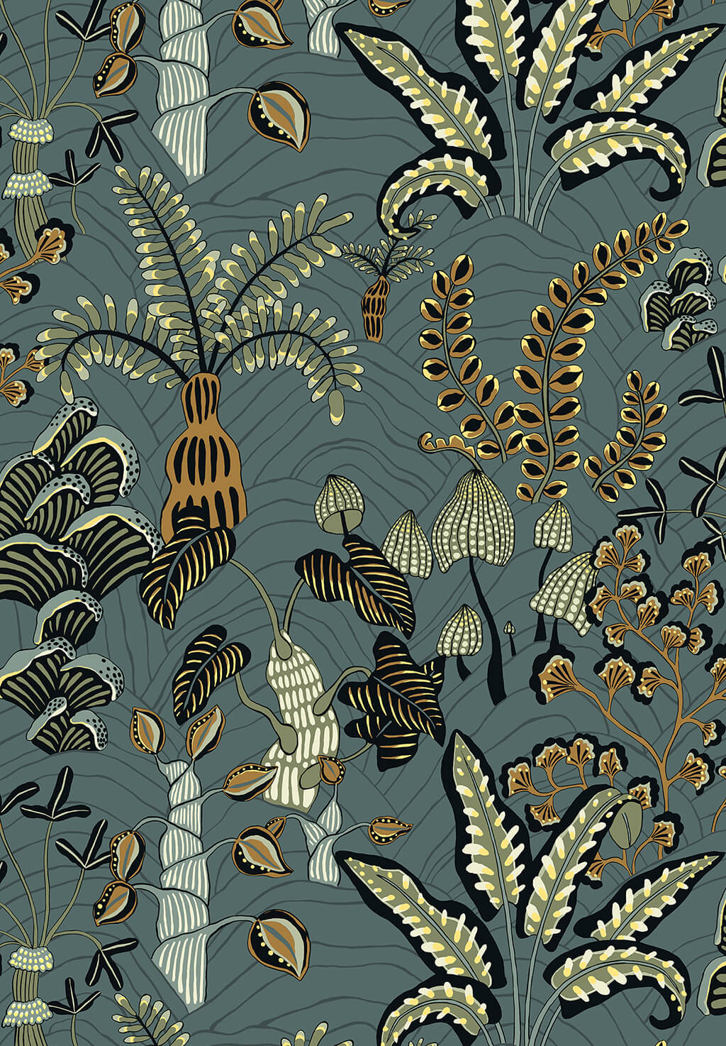 Woodland Floor Wallpaper | Petrol and Sage