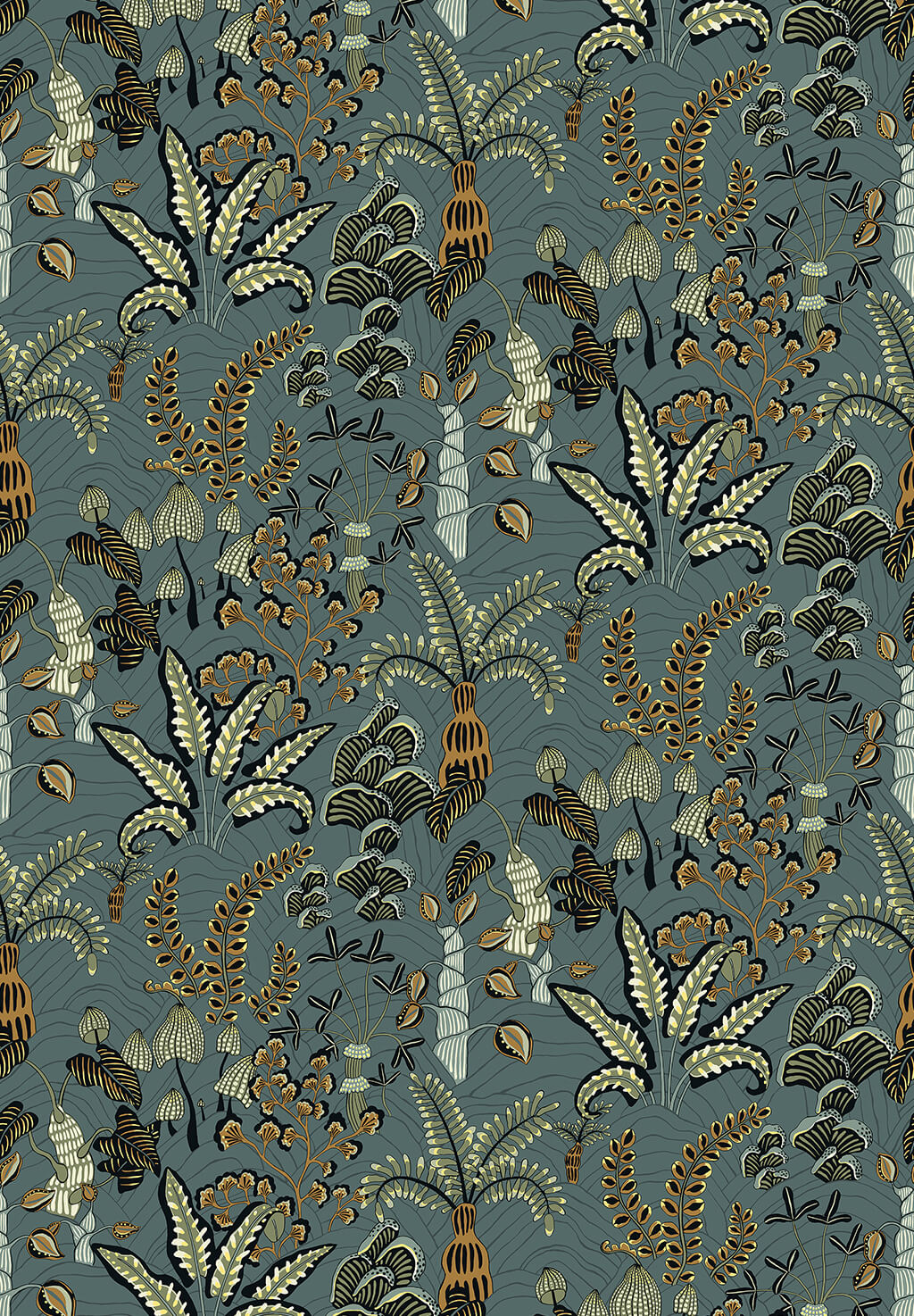 Woodland Floor Wallpaper | Petrol and Sage