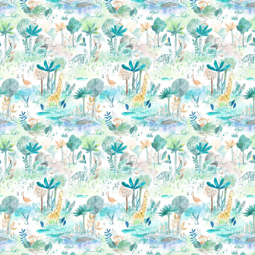 Jungle Fun Aqua Fabric