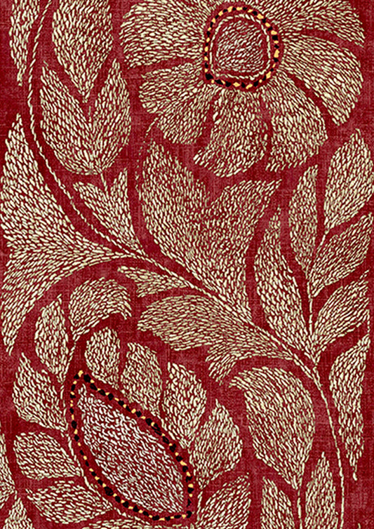 Kashmiri Garnet Gold Wallpaper - Lewis & Wood