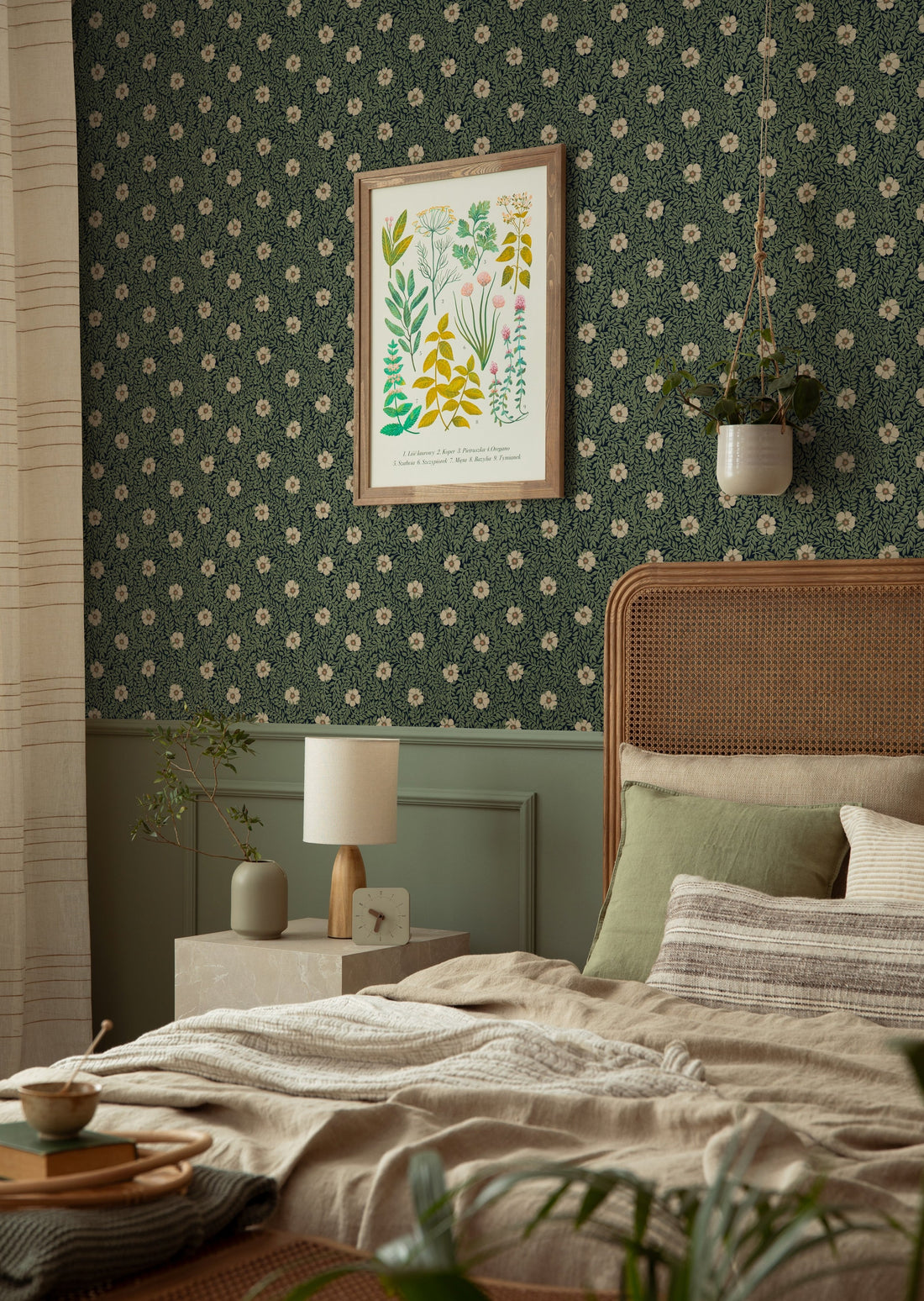 Kicki Wallpaper - Green & Cream - Summer Gray
