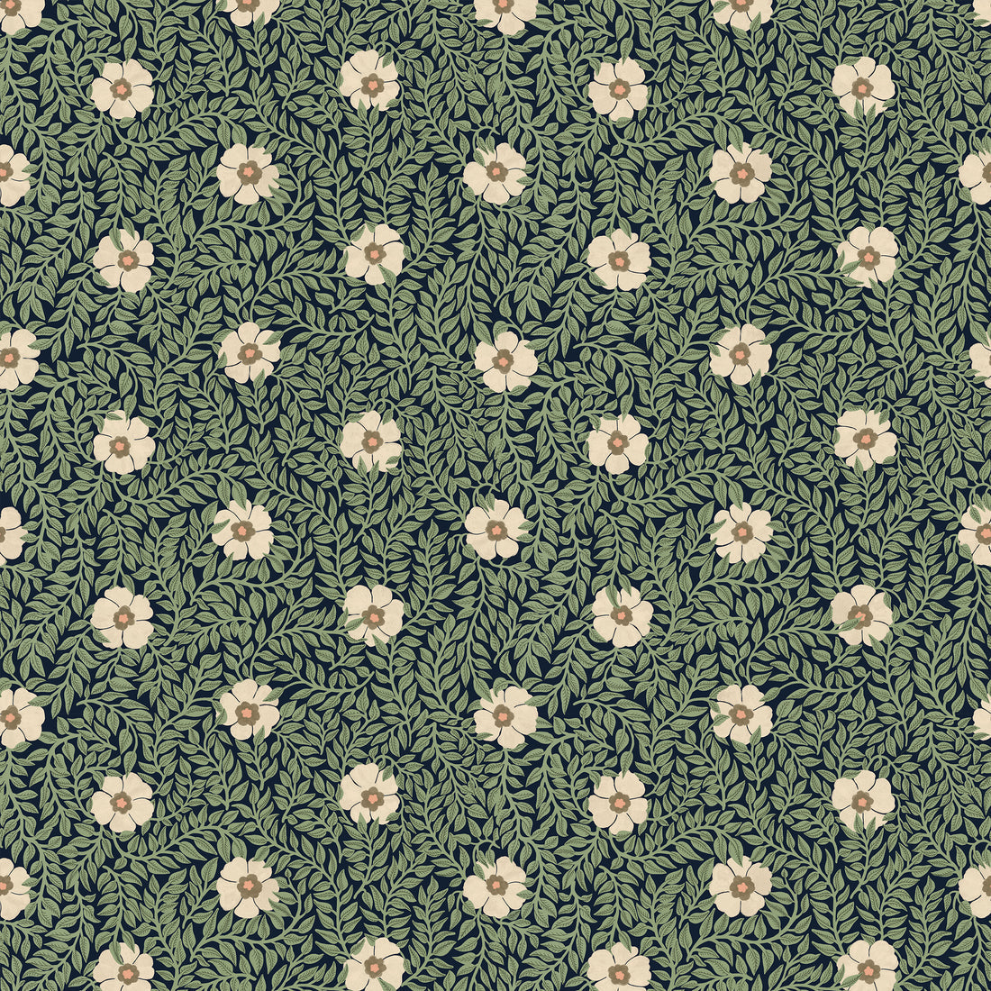 Kicki Wallpaper - Green & Cream - Summer Gray
