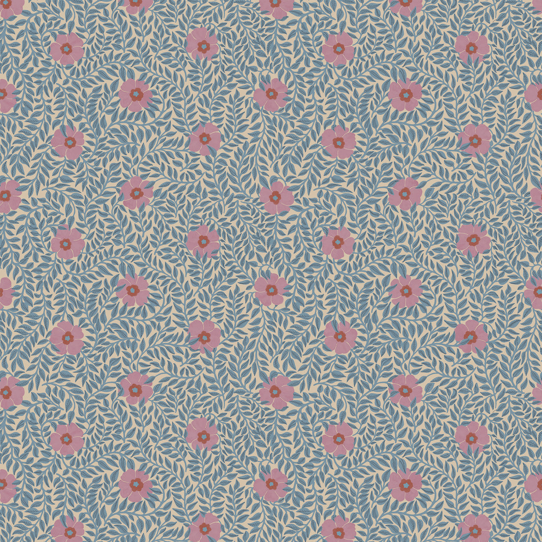 Kicki Wallpaper - Petal Pink - Summer Gray
