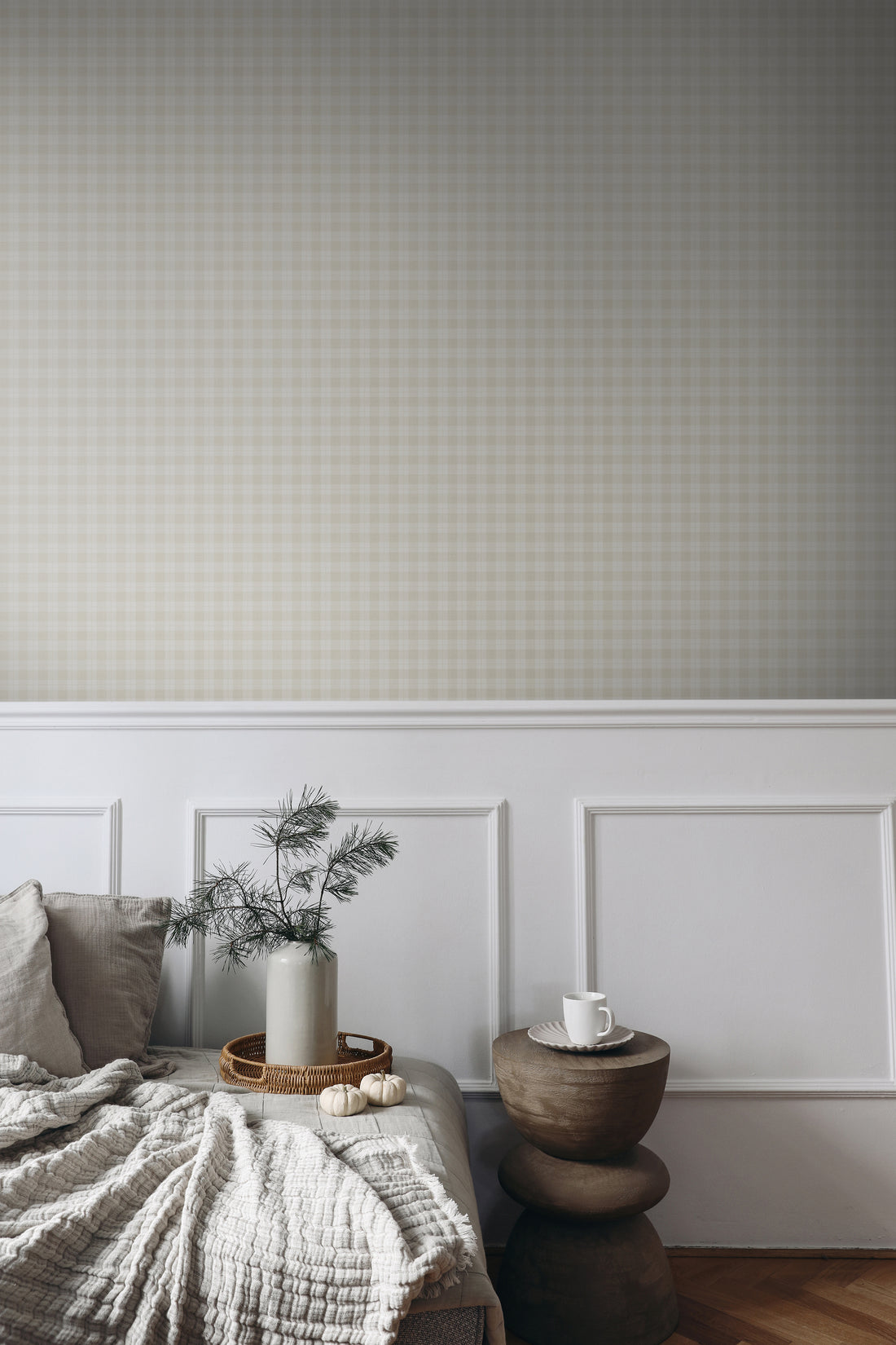 Kontroller Checks Wallpaper - Beige - Summer Gray
