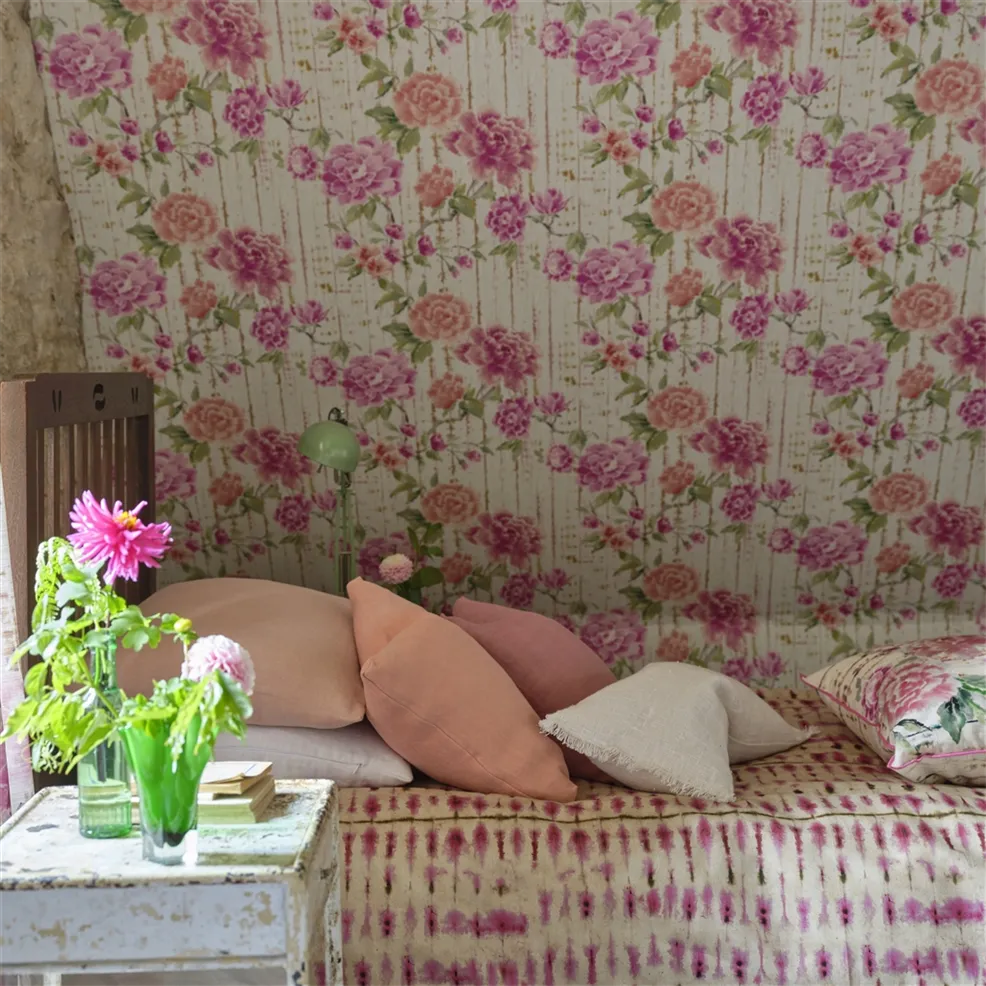 Kyoto Flower Wallpaper - Coral - PDG1158/02 - Designers Guild