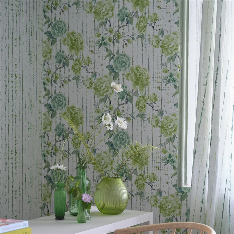 Kyoto Flower Wallpaper - Emerald - PDG1158/03 - Designers Guild