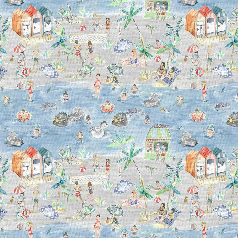 Lets Go To The Beach Stone Fabric
