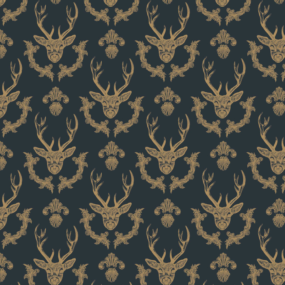 King Of The Wood Wallpaper - Gold / Blue - The Graduate Collection