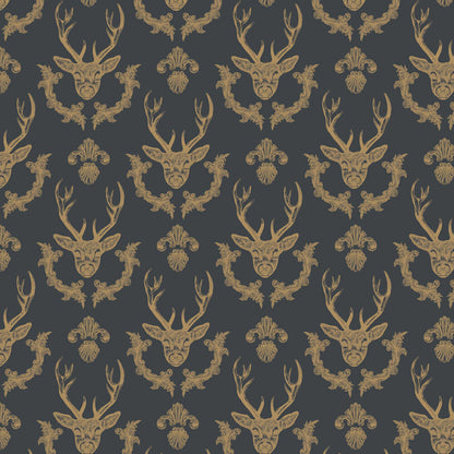King Of The Wood Wallpaper - Charcoal / Gold - The Graduate Collection