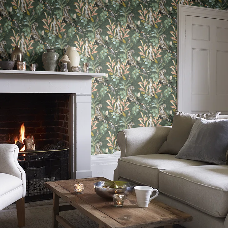 Cheetah Wallpaper - Green - The Graduate Collection