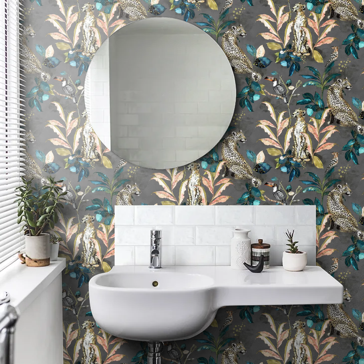 Cheetah Wallpaper - Grey - The Graduate Collection