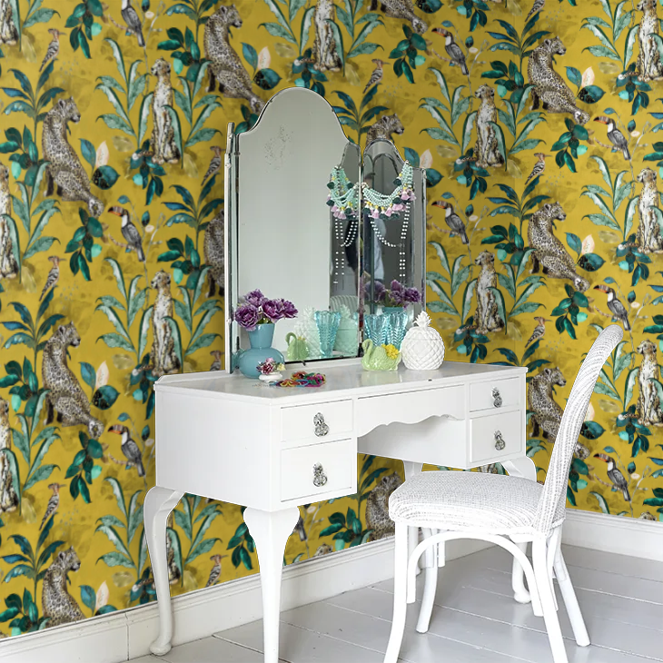 Cheetah Wallpaper - Mustard - The Graduate Collection