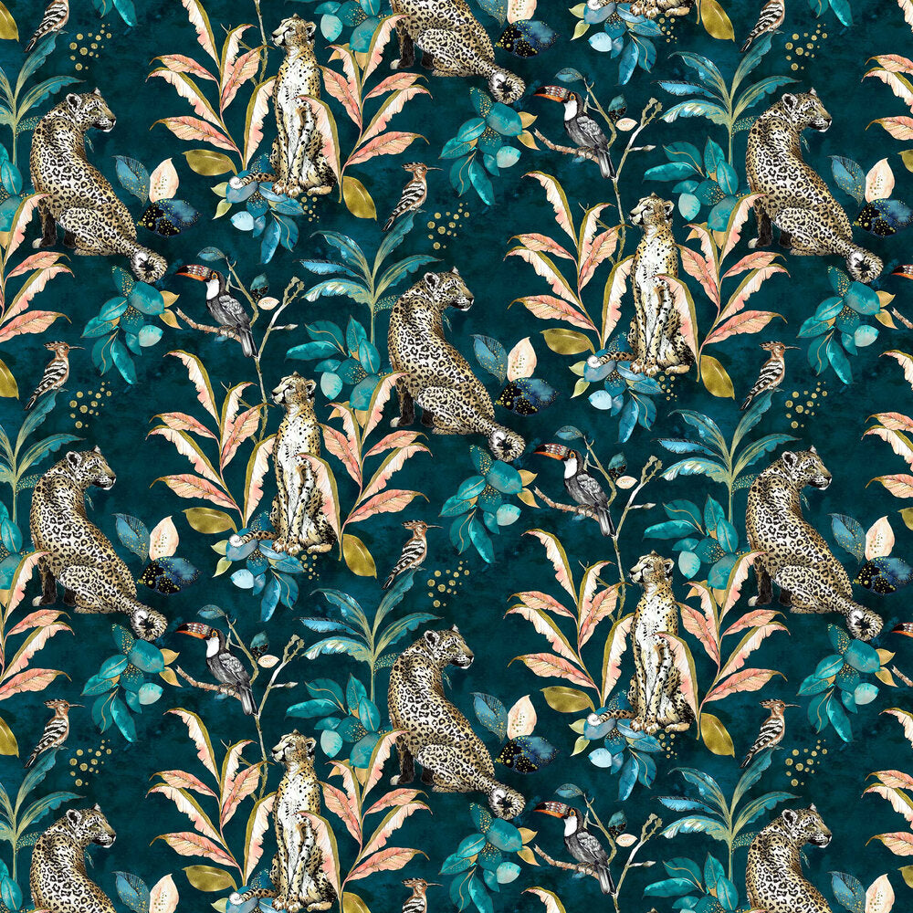 Cheetah Wallpaper - Teal - The Graduate Collection