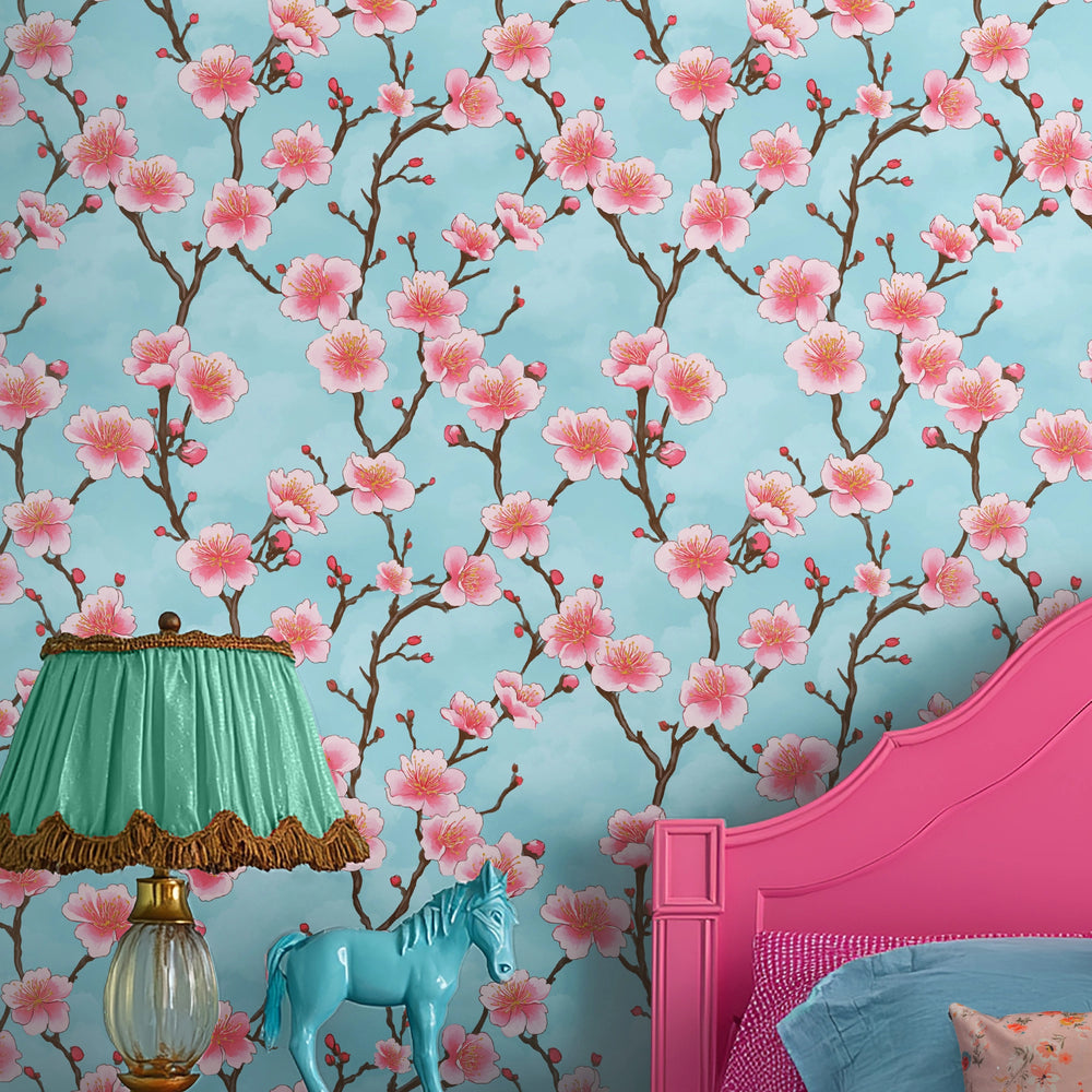 LH900659 - Hanami Blossom Wallpaper - Sky Blue - Lust Home