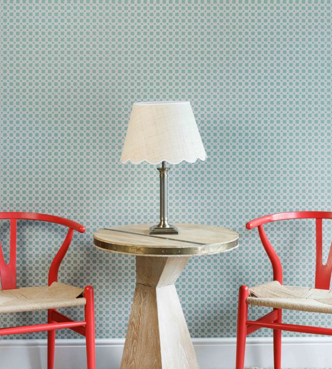 Lattice Cane Wallpaper - Light Olive / Red - BG2500201 - Barneby Gates