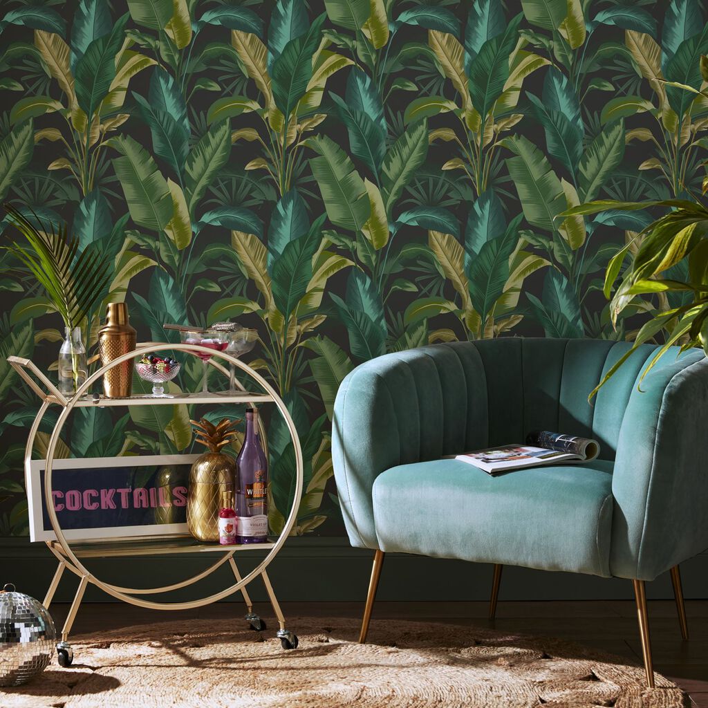 Leaf It Out Wallpaper - Midnight - Envy