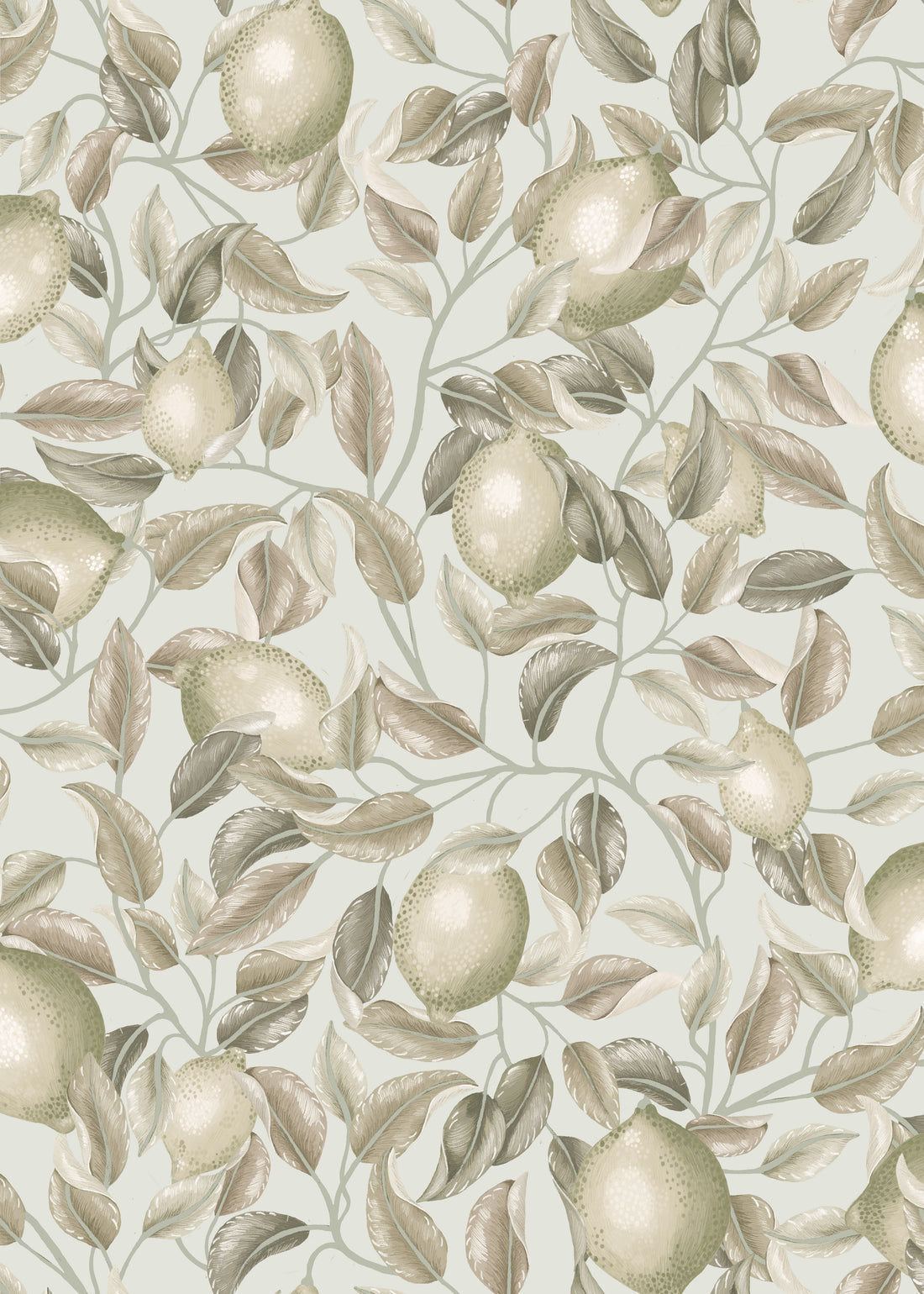 Lemon Trees Wallpaper - Seagrass Green - Summer Gray
